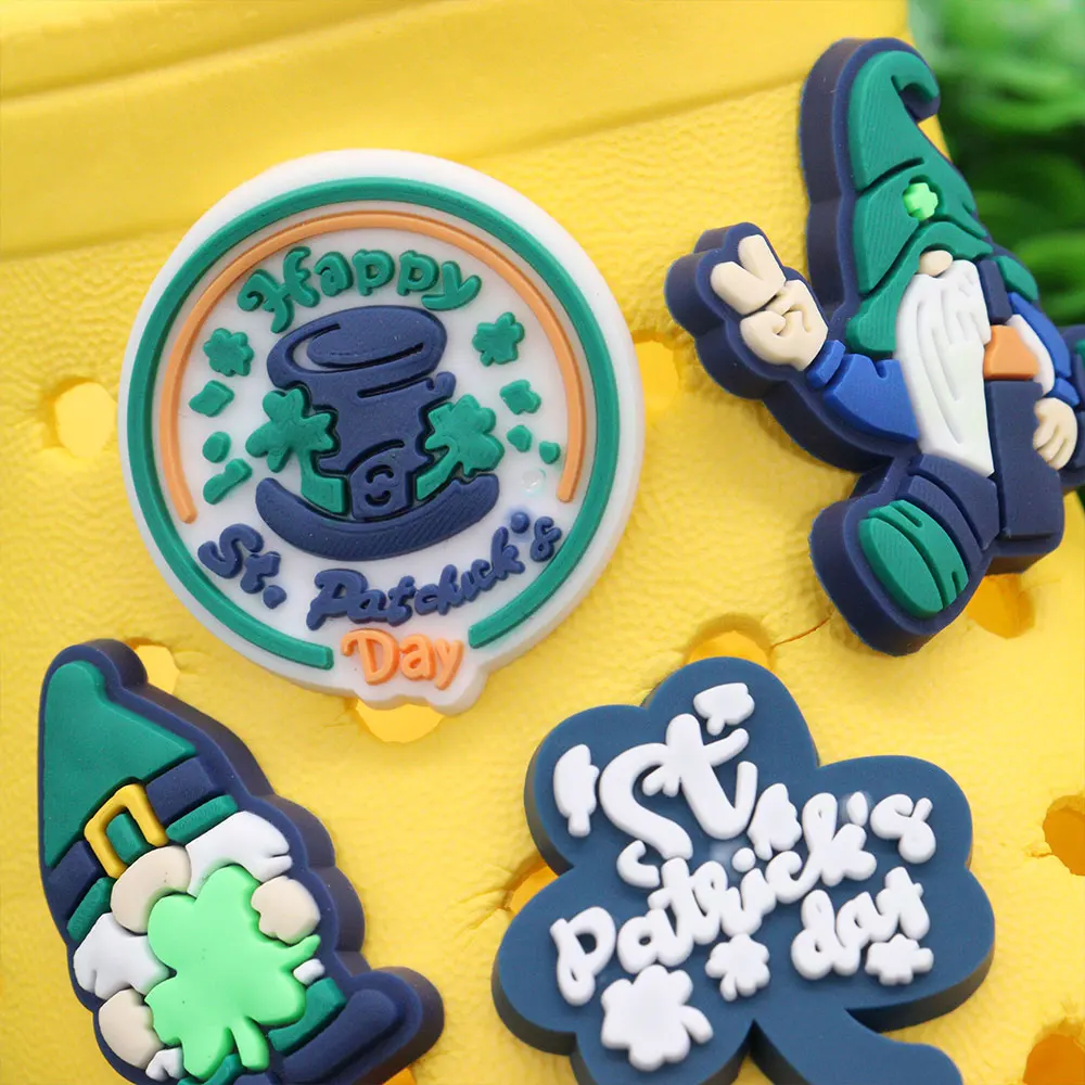 8-30Pcs Mardi Gras Ireland Happy ST Patrick\'s Day PVC Shoe Charms Garden Shoes Button Decorations Accessories Holiday Present