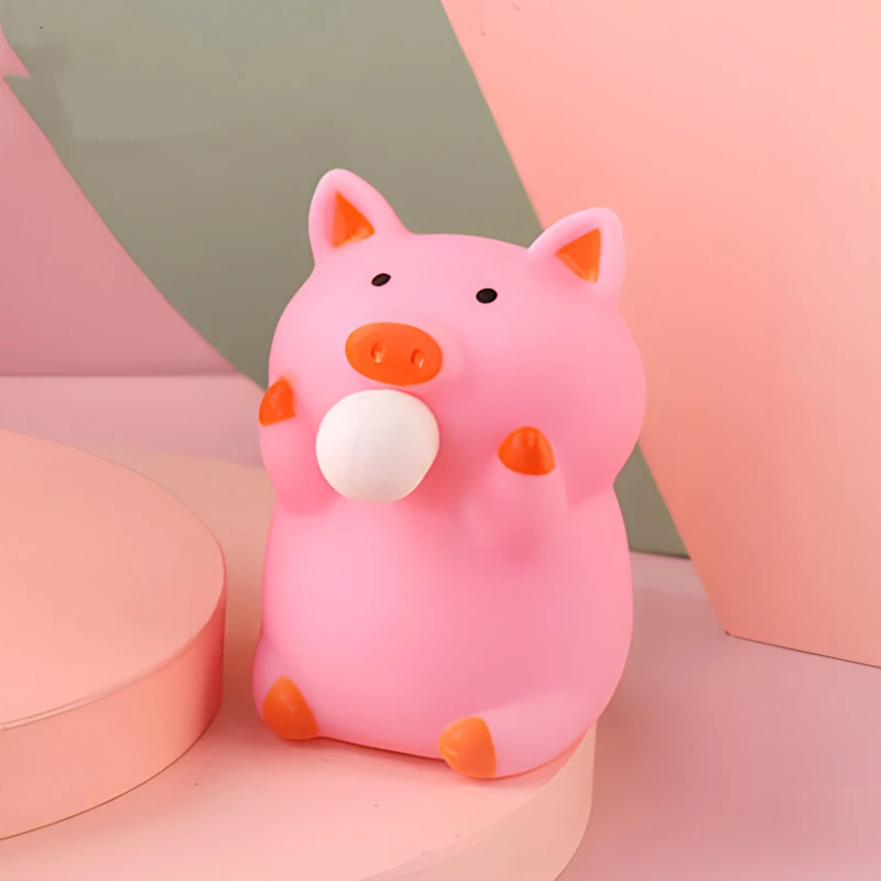 Lindo cerdo de burbujas de soplado, juguete antiestrés para apretar, Bola de ventilación de Animal, pellizco, juguete sensorial de descompresión para adultos y niños, recuerdo de fiesta