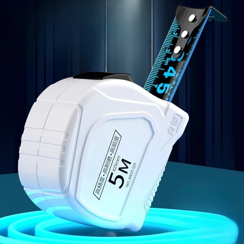 شريط فولاذي كلاسيكي ذاتي القفل بالضوء الأزرق مقاس 5 م/7.5 م/10 م لبناء الديكور واسع للغاية وسميك للغاية