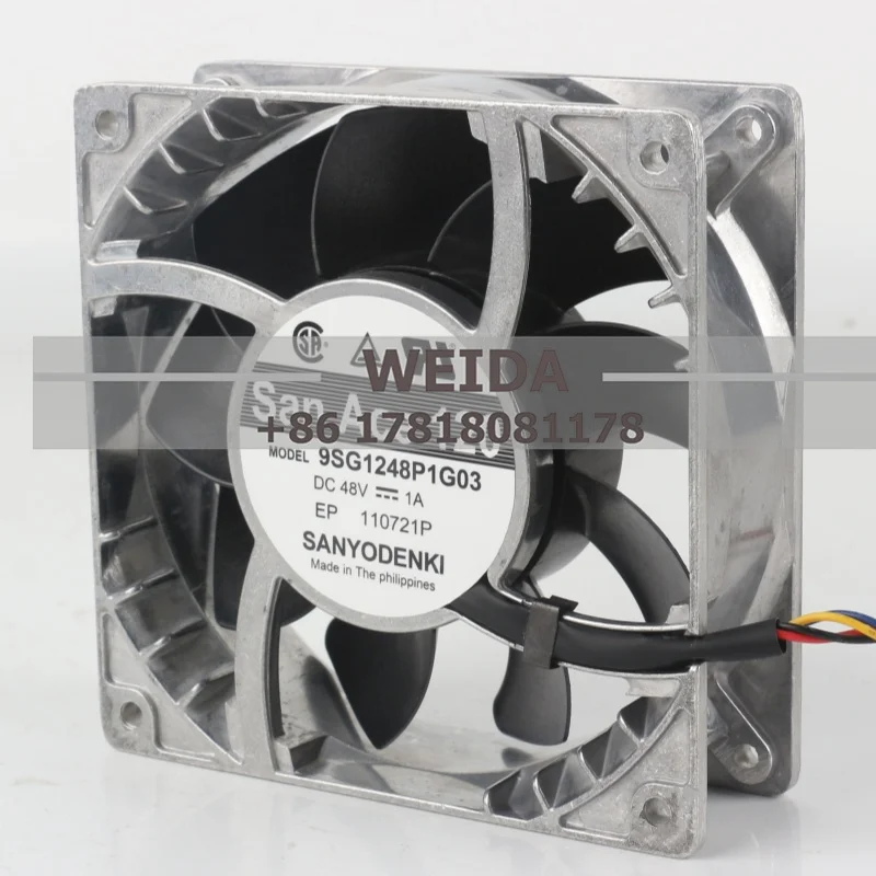 Sanyo 12V 24V DC48V 1A AC EC 12038 120X120X38MM 12CM PWM High-temperature Resistant Metal Frame 4-wire 9SG1248P1G03 Cooling Fan