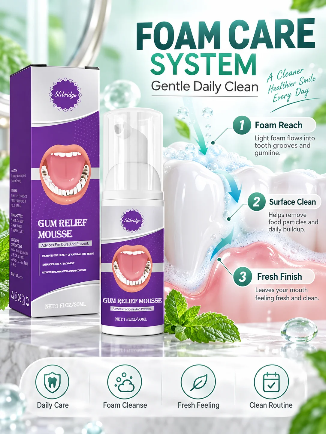 Enamel Care Foam Teeth Cleaning Mousse Daily Oral Hygiene Dental Care for Adults