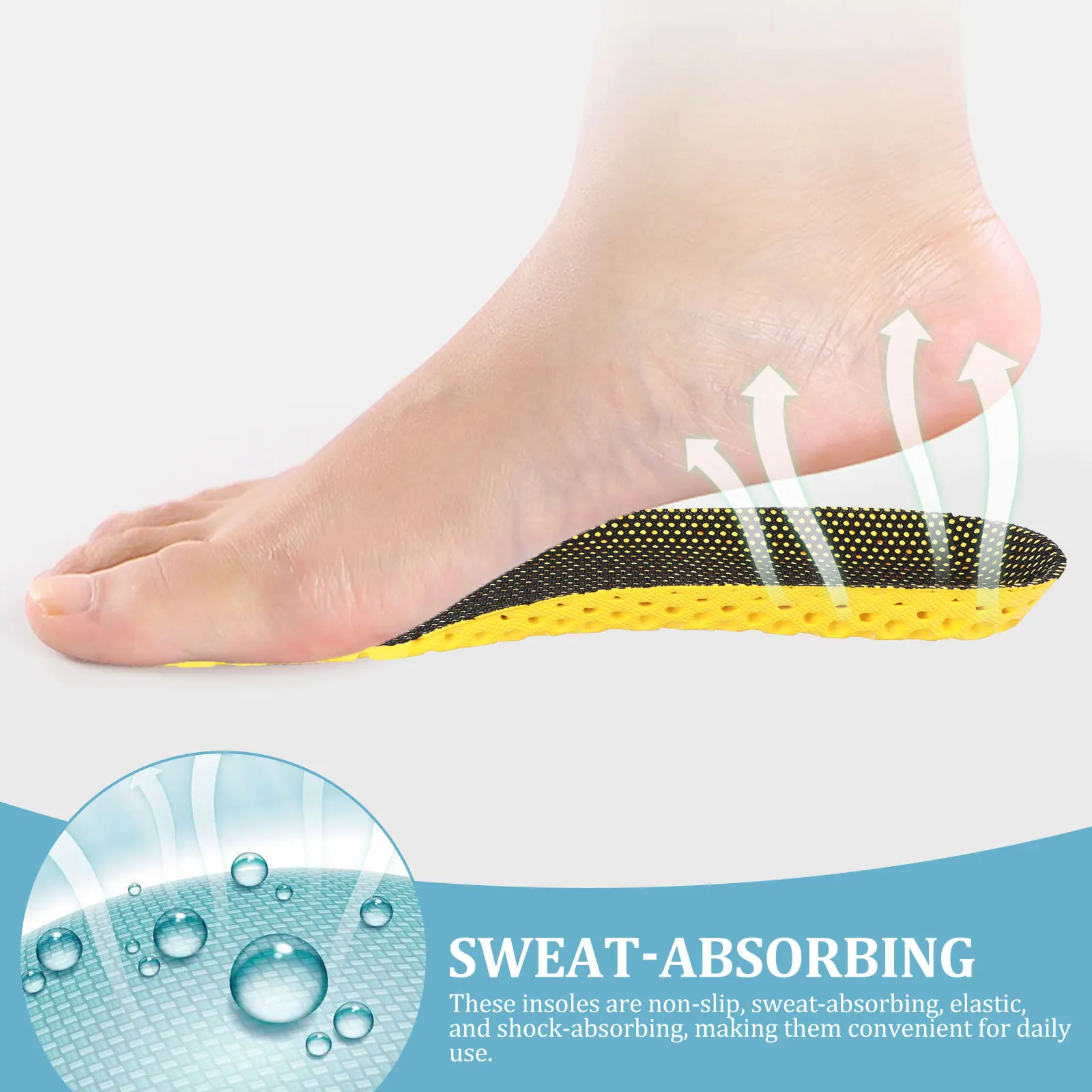 

2 Pairs Damping Shock Absorbing Insole Man Insoles for Plantar Fasciitis Eva Breathable