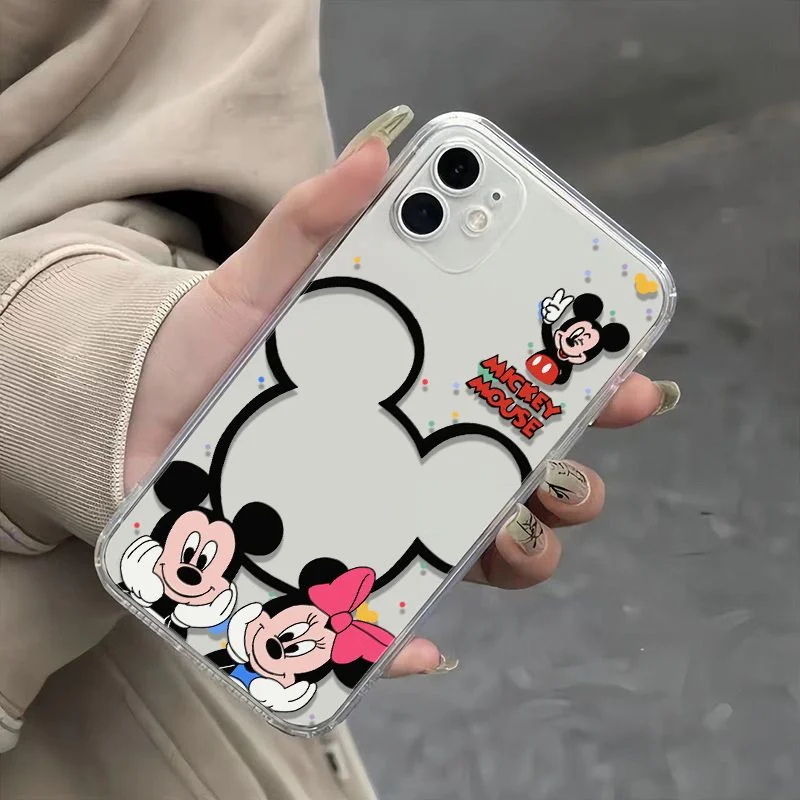 

Cartoon Mischievous Mickey and Minnie Support face Couple Set Phone Case For iPhone 11 12 13 14 15 16 17 Pro Max Plus Air Cover