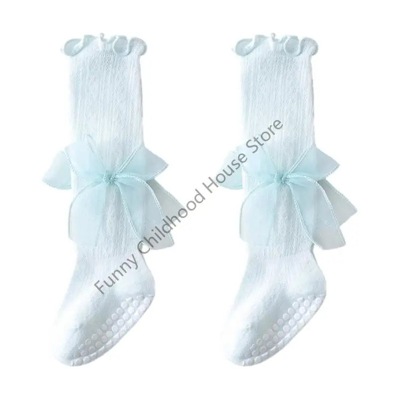 D0LA التنفس الشبكة الجوارب الصيفية للفتيات منتشرة الأنبوب الطويل الجوارب تصميم القوس #5