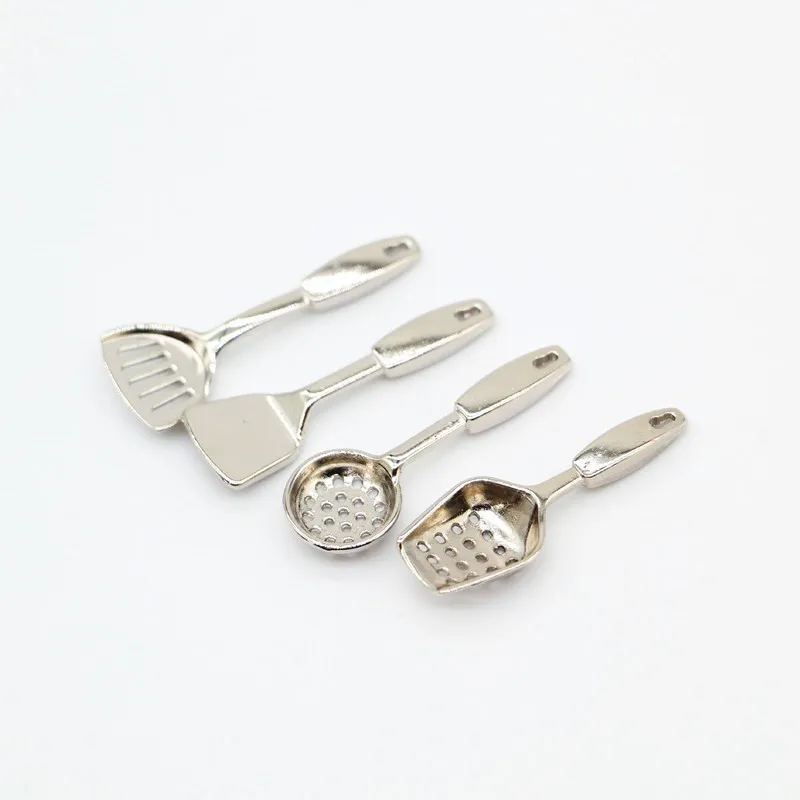 4pcs Dollhouse Hardware Utensils Spatula Spoon Kitchen Miniature Kitchen Scene Life Model Doll Accessories Home Decor Decoration