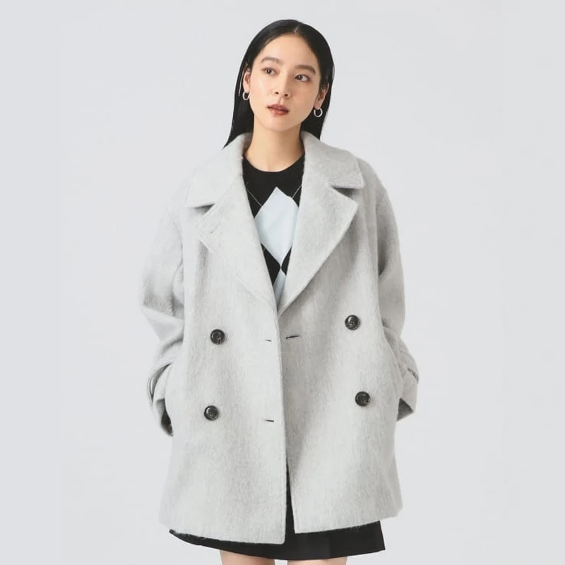

Женское шерстяное пальто Torowee 25 New Loose Woolen Jaet Star Field Home Casual с длинными рукавами, средней длины, двубортное