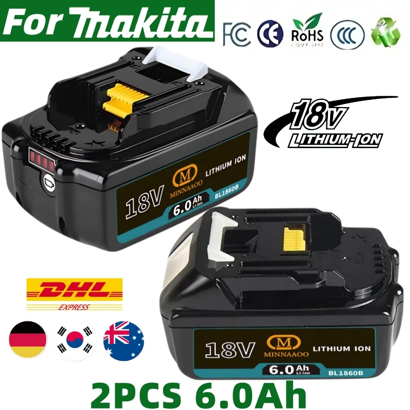 

For Makita 18v Battery With Rechargeable Lithium Ion for DDF487 BL1880 BL1860B LXT400 Power Tool for Makita 18 v Battery