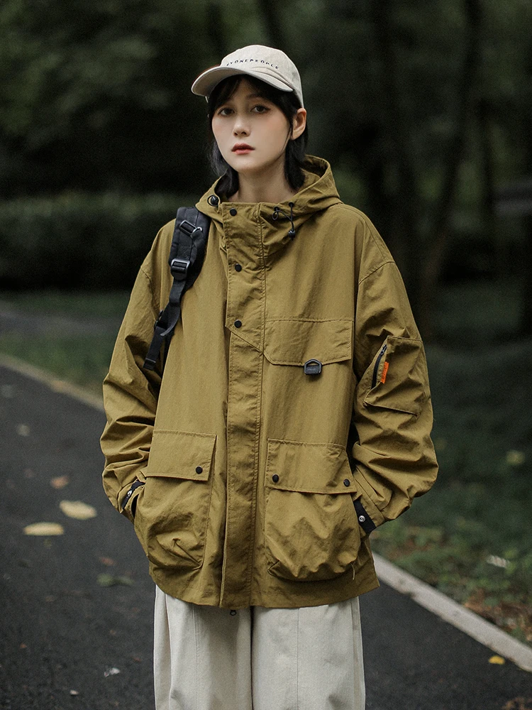 American Outdoor Trendy Brand Functional Multi-Pocket Mountain Climbing Jacket Loose Fit Hooded Coat for Men And Women Autumn...