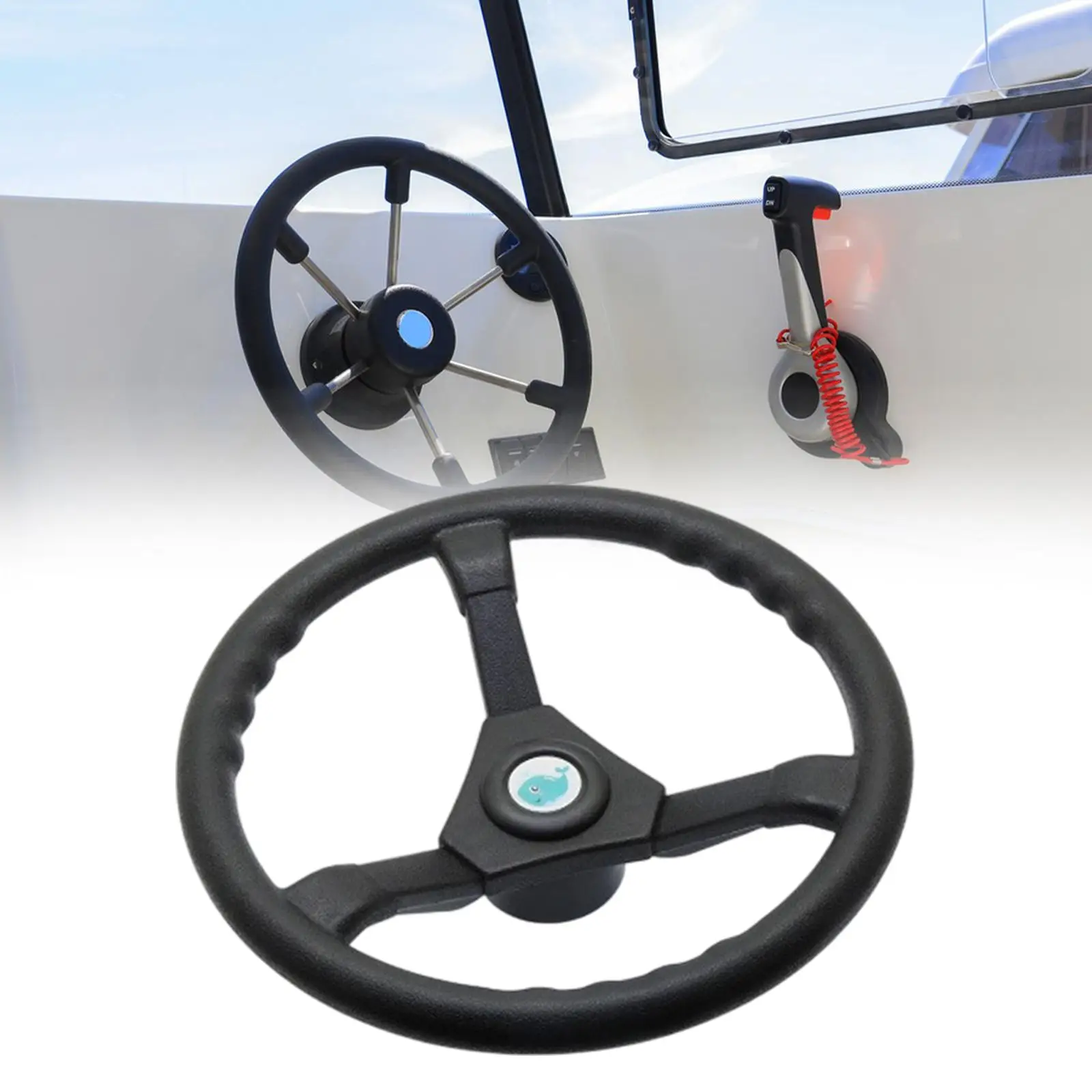 

Boat Steering Wheel Waterborne Vehicles Sturdy Nylon Anti Slip Premium Boat Accessories 33.5cm for Boat Direction System