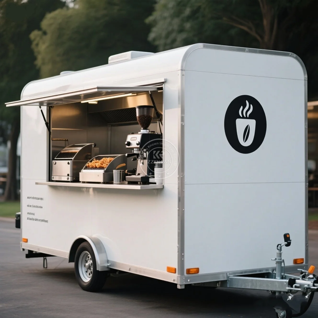 

Custom Big Coffee Van Mobile Food Truck Trailers Europe Standard Fully Equipped Mobile Street Kitchen Food Truck Square Shape