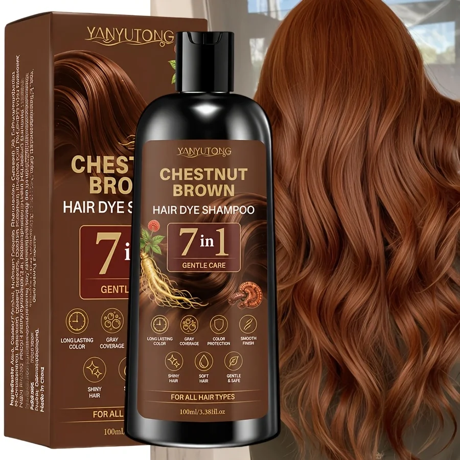 100ml 7-in-1 Hair Dye Shampoo, Covers Gray Hair, Quick Coloration in 15 Minutes, Three Colors to Choose from