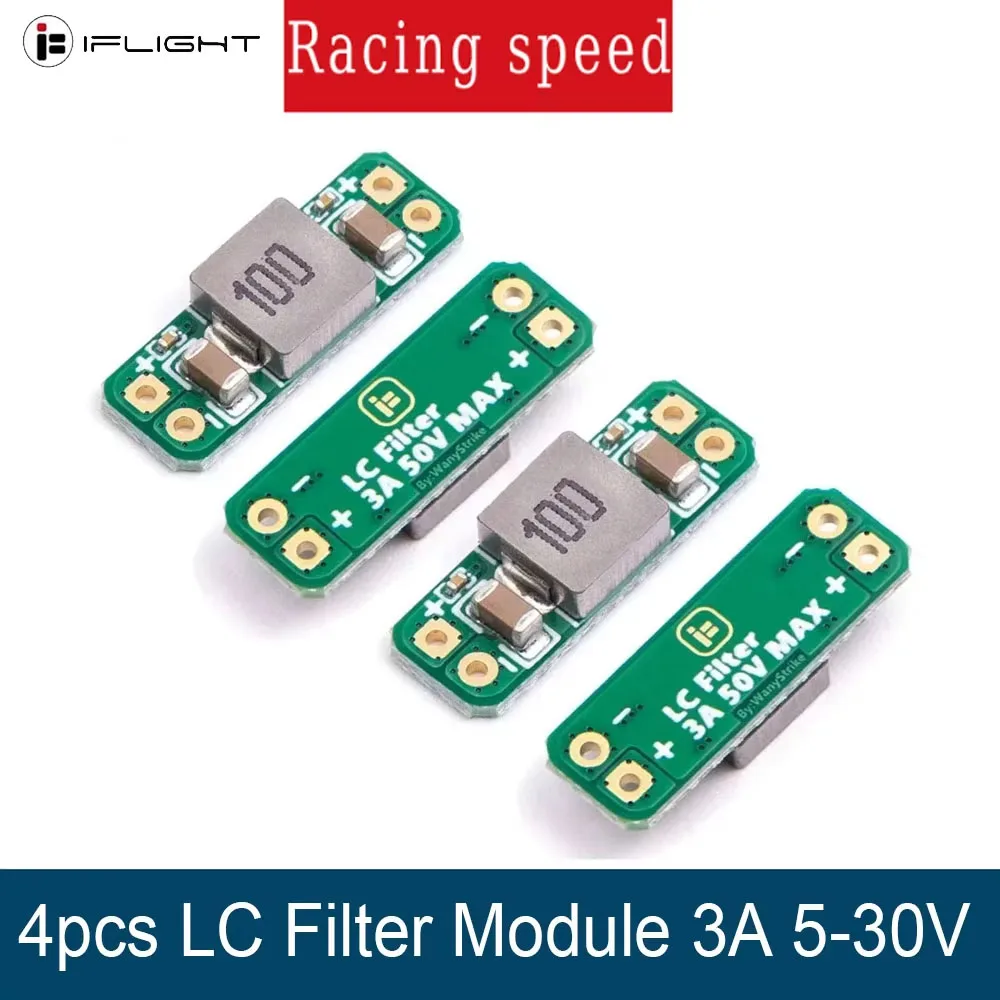 4pcs LC Filter Module 3A 5-30V Built-in Reverse Polarity Protection Reduce the Effect of Radiated Interference for FPV Drone