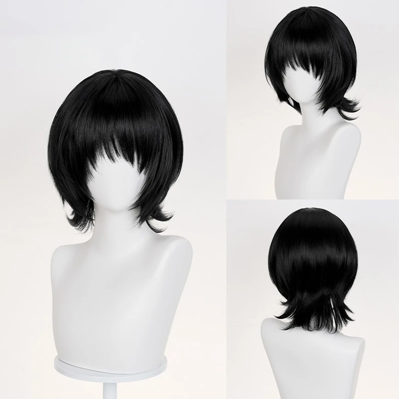 อะนิเมะทาโกปิ's Original Sin Shizuka Kuze คอสเพลย์วิกผมสั้นสีดำคุเซะ ชิซึกะผมสำหรับฮาโลวีนปาร์ตี้ผู้ใหญ่ผู้หญิงผู้ชายพร็อพ