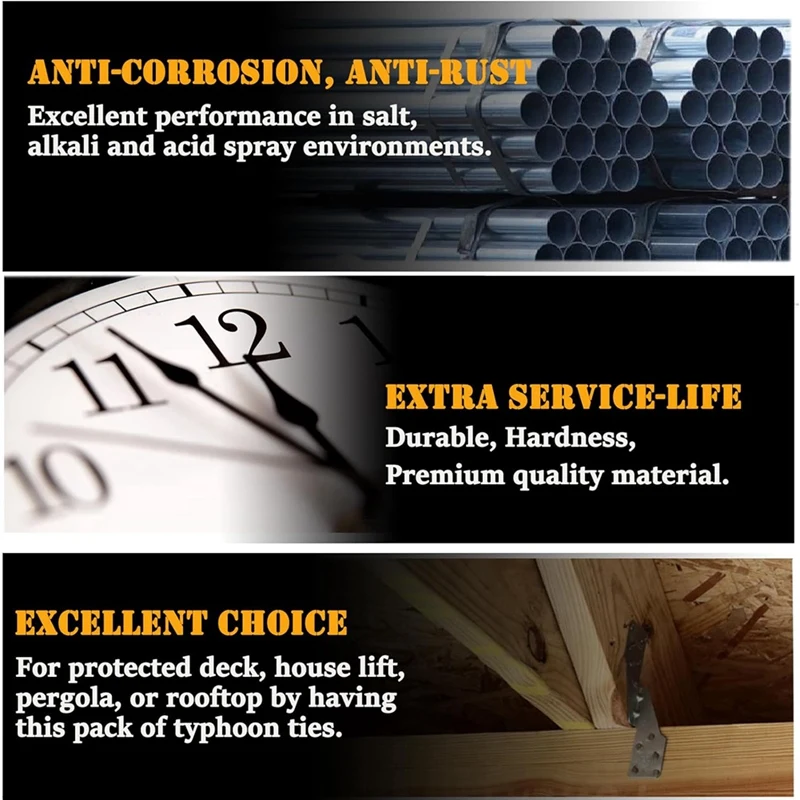 30 pz Strong-Tie H2.5A, acciaio zincato a caldo Heavy Duty Hurricane Tie, Hurricane Straps Trusses/travi cravatte facile installazione