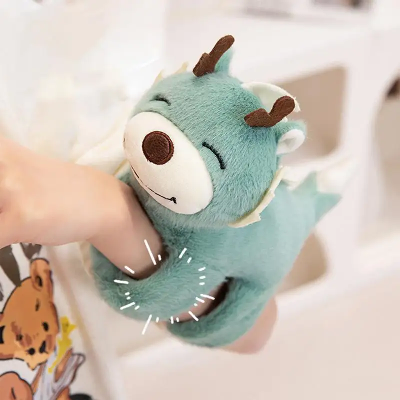 Huggers Slap Bracelet Animals Auspicious Dragon Doll Wrist Snap Bracelets Plush Toy for Kids Boys Girls Slap Band Bracelets Toy