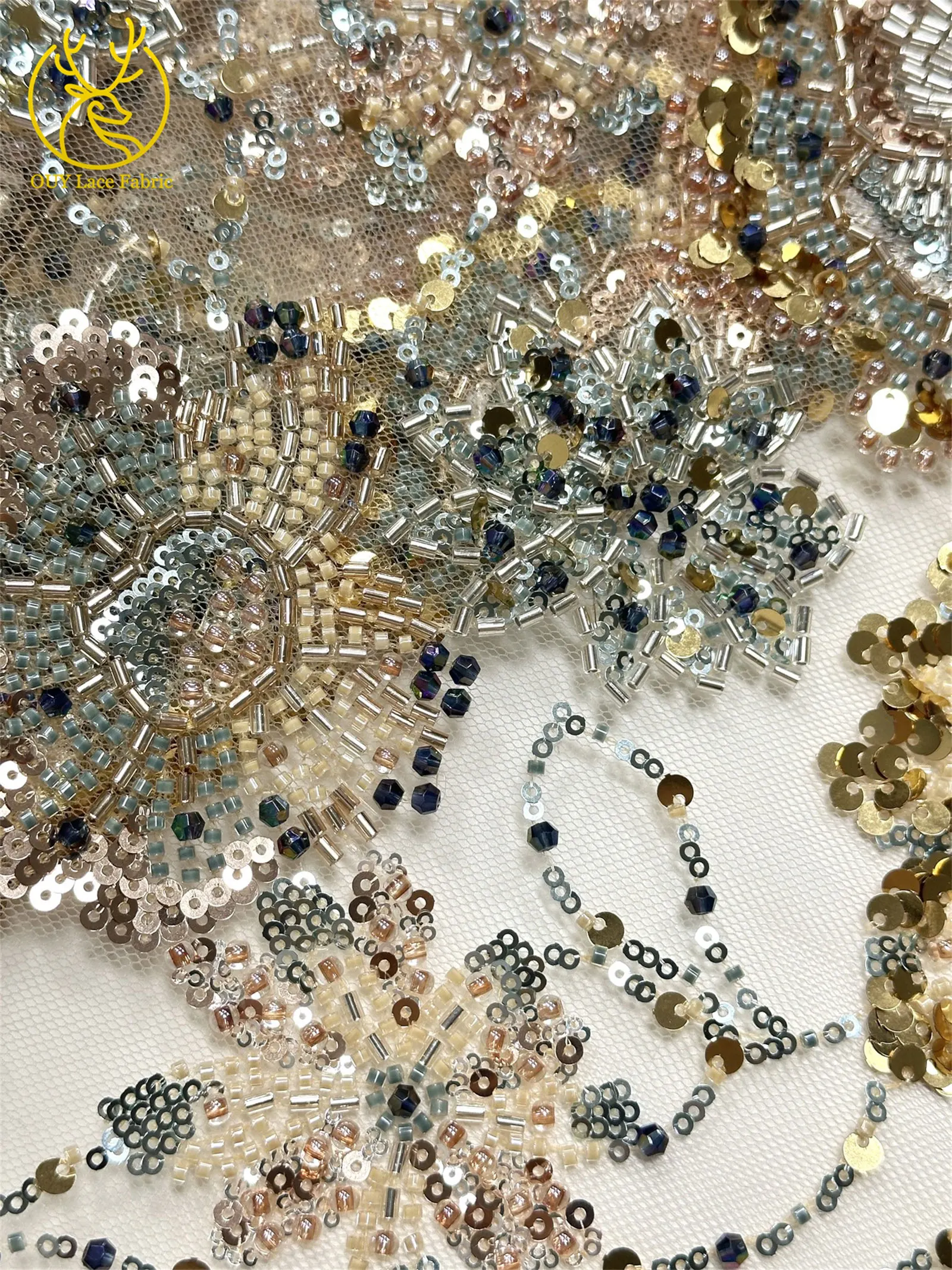 Luxuriöses High-End Nigerianisches Damen-Partykleid für Abschlussball 2026, Afrikanischer Bräutigam-Stickerei-Perlen-Spitzenstoff, Französische Pailletten-Spitze – Detail 16
