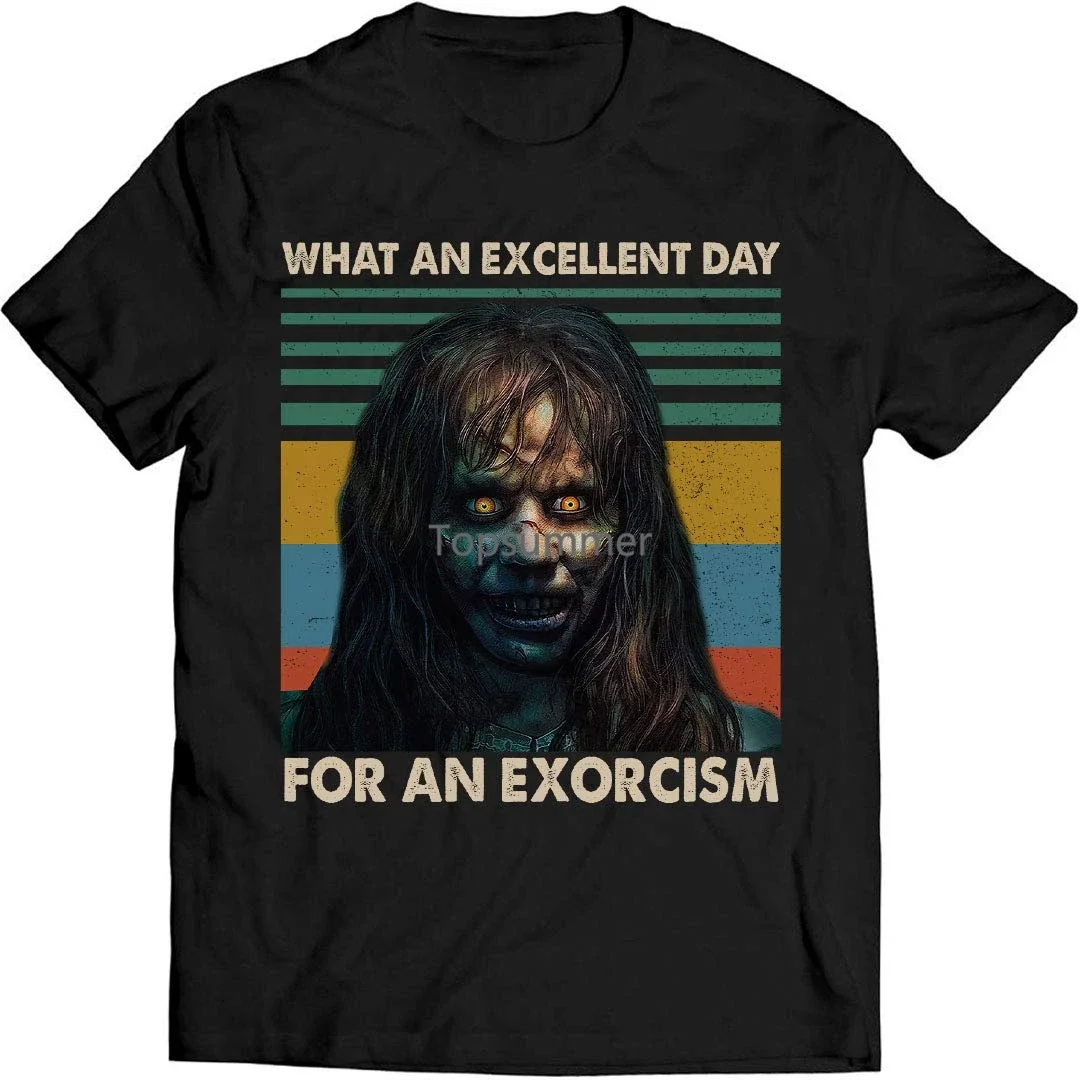 What An Excellent Day For An Exorcism Vintage Horror Scary Spooky T Shirt Exorcist Men Adult Slim Fit T Shirt S-Xxxl