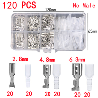 120pcs Box-Packed,Gold/Silver Crimp Terminal,Female 2.8/4.8/6.3mm No Male,Wire Connector,Electrical Terminals