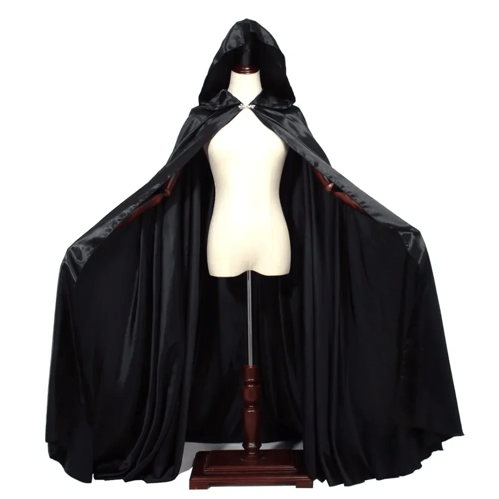 

Medieval Retro Satin Svel Long Skirted Hooded Cloak Stage Performance loween ex Robe Ethnic Costume Polyester