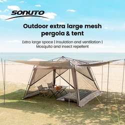 Sonuto Outdoor Canopy Tent Automatic Quick-Opening Aluminum Pole Camping Rainproof Beach Fishing Mosquito Net Sunshade Pergola