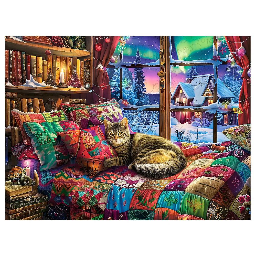 Maine Coon Family Wooden Puzzle, Exquisite Paper Boxes, Unique Shaped Puzzle Toys, Adult Gifts, Irregular Animal Shaped Wooden