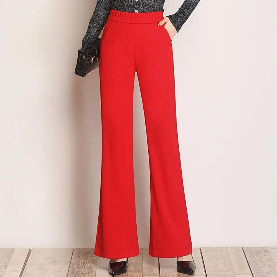 Pantalon de costume drapé pour femmes, taille haute, élastique, ample, à la mode, polyvalent, décontracté, printemps automne
