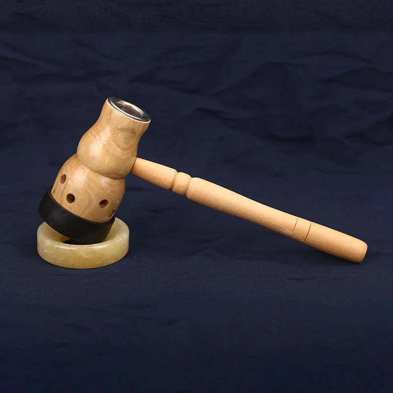 Gourd Moxa Stick Burner Hand-held Moxibustion Apparatus Use with Natural Jade Mat Warm Body Massager Acupoint Meridian Massage