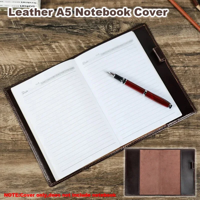 Crazy Horse Genuine Leather A5 Laptop Notebook Cover For Journal Notebook with Pen Holder School Office Supplies Stationery