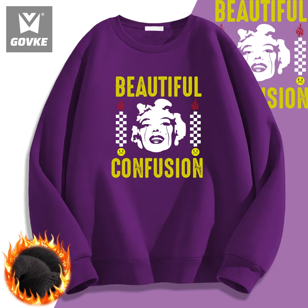 Beautiful Confusion Young & Cool Graphic Trend Brand Man's Clothes Printed Men's Hoodless New Style Style Hoodless Sweatshirts