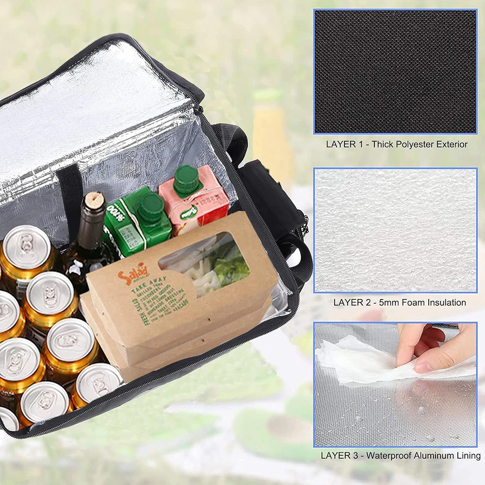 حقيبة ظهر معزولة للتسليم - حقيبة توصيل الطعام الحرارية للراكبين، سعة كبيرة 30 لترًا وحقيبة ظهر للبقالة #3