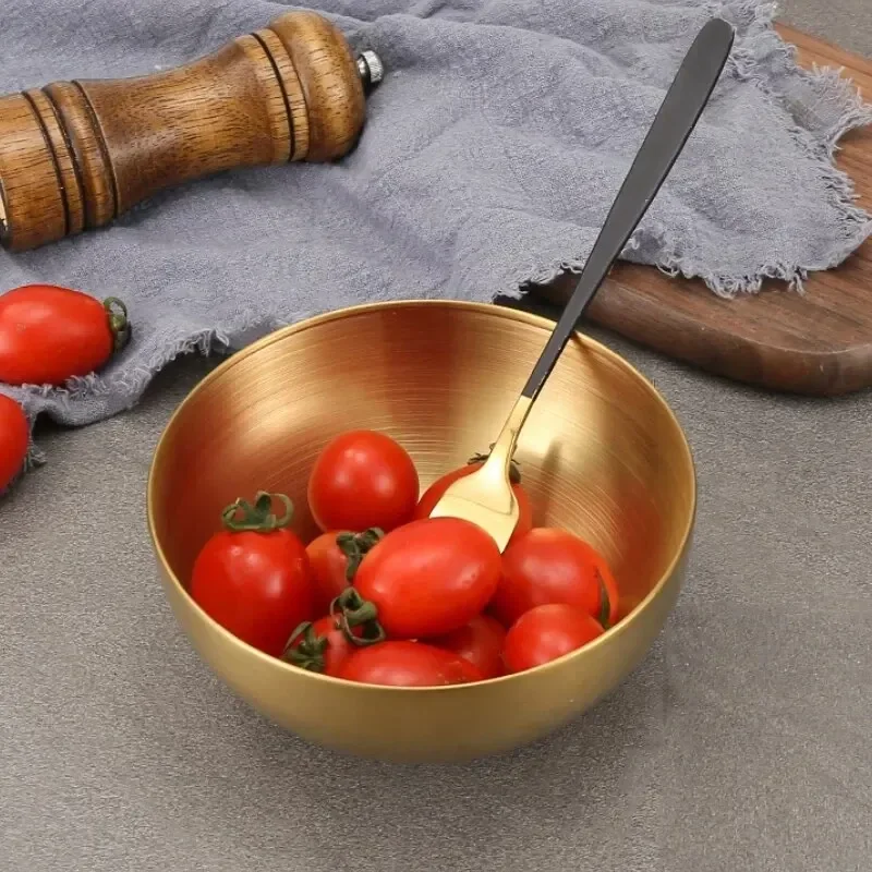 Stainless Steel Gold And Silver Salad Bowl Rice Noodles Lamian Noodles Bowl Kitchen Tableware Food Container image 6
