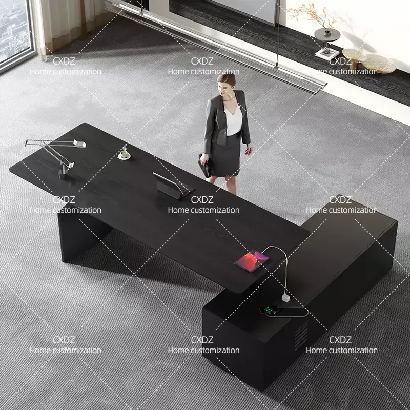 Intelligent Lifting Desk Luxury Office Table High End Executive Workstation with Chair Modern Study Computer Desk for Home