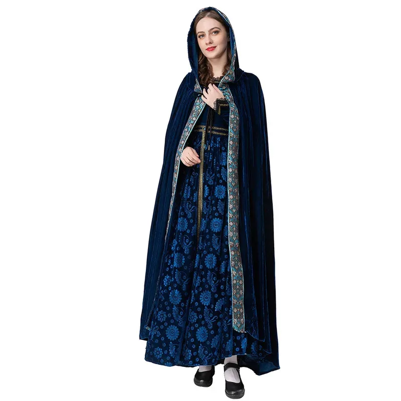 

Summer women's medieval Halloween costume, court witch cloak shawl, elf princess queen stage costume, queen robe skirt