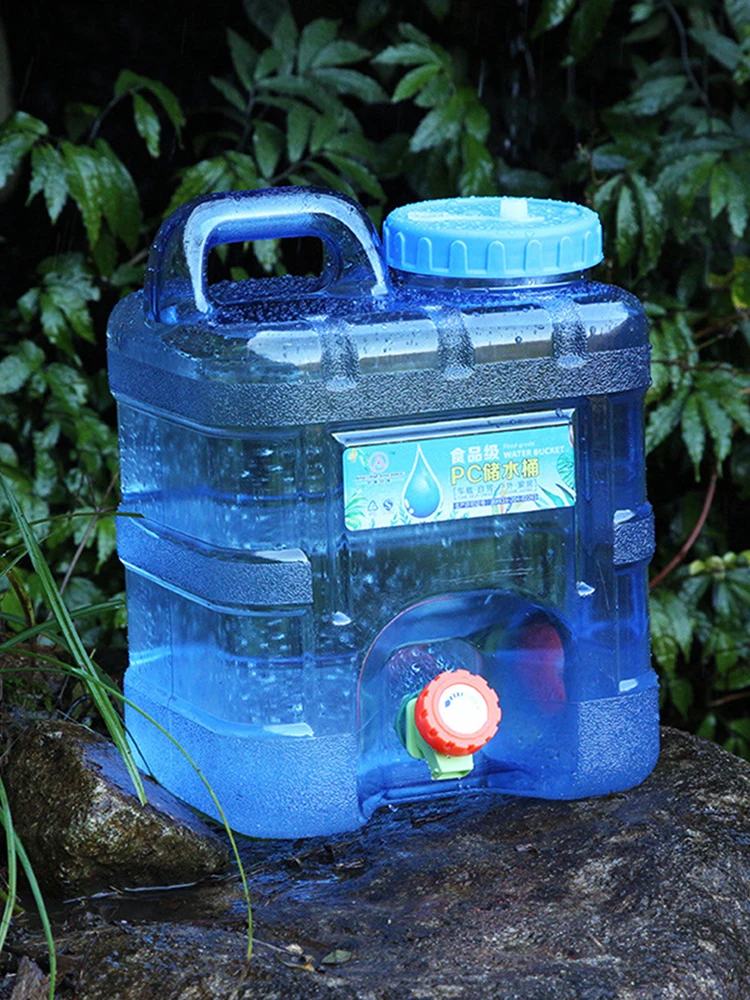 Portable Container with Faucet Kits Outdoor Water Bucket Camping Equipment Wateater Bucket with Hose Cleaning Brush for Hiking