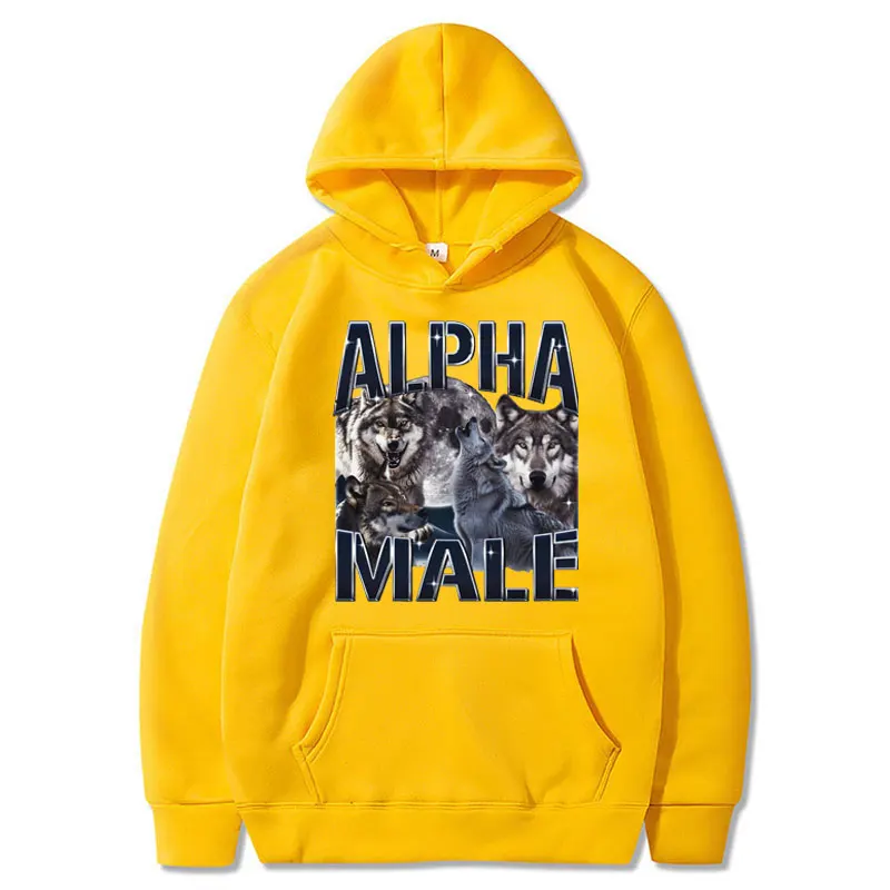 

Alpha Male Funny Wolf Graphic Print Hoodies Men Women Harajuku Casual Cozy Oversized Hoodie Sweatshirt