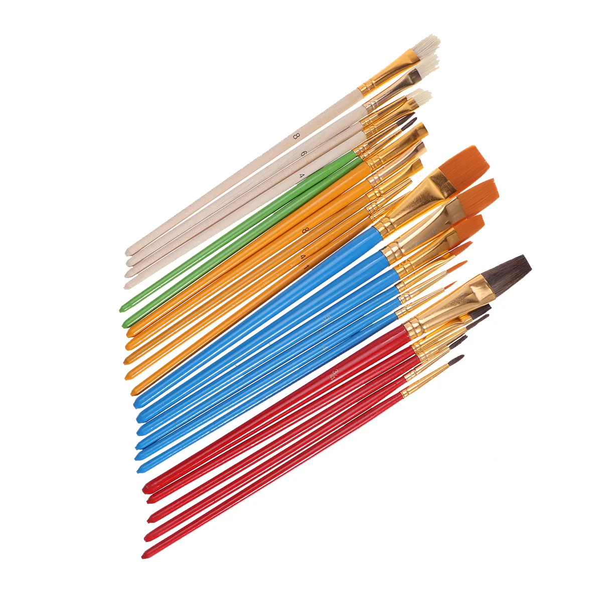 

25 pcs Painting Brush Set Round Pointed Tip Nylon Bristles Wooden Handle For Watercolor Oil Acrylic Gouache Body Face Nail Art