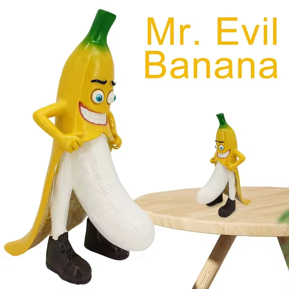 

Funny Banana Sir Resin Figurine Desktop Decoration Cartoon Evil Banana Man Sculpture Creative Crafts Home Living Room Ornament