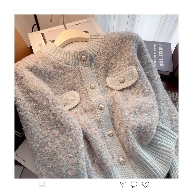 Atasan Sweater Kecil Rajutan Cardigan Jaket Wanita Musim Semi dan Gugur 2025 Gaya Pendek Baru Musim Gugur dan Musim Dingin