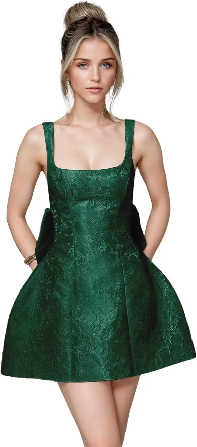 

Homecoming Dresses for Teens 2025 Wide Strap Short Prom Dresses Corset Cocktail Evening Gown with Bow Above Knee , Mini