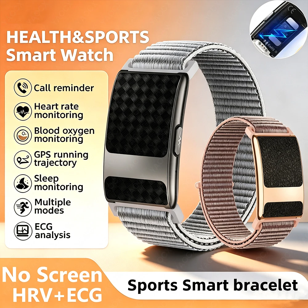 New No Screen Health Bracelet Precise Heart Rate Blood Pressure ECG+HRV Monitor BT Call SmartWatch Sport Band Fitness Tracker