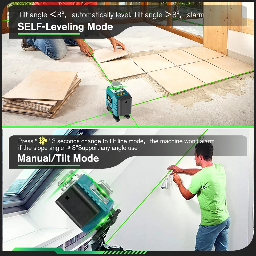 Imagem -06 - Hgline 16 Linhas Laser Nível 4d Linha Verde 360 ° Instrumento de Nível Laser de Super Potência com Controle Remoto Horizontal Vertical 30m App