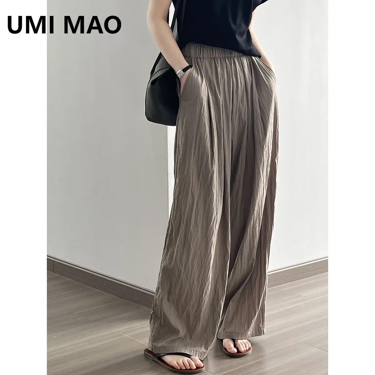 

UMI MAO Thin Pleated Casual Pants For Women In Summer 2024 Japanese Style Lazy And Loose Fitting Long Wide Leg Trousers