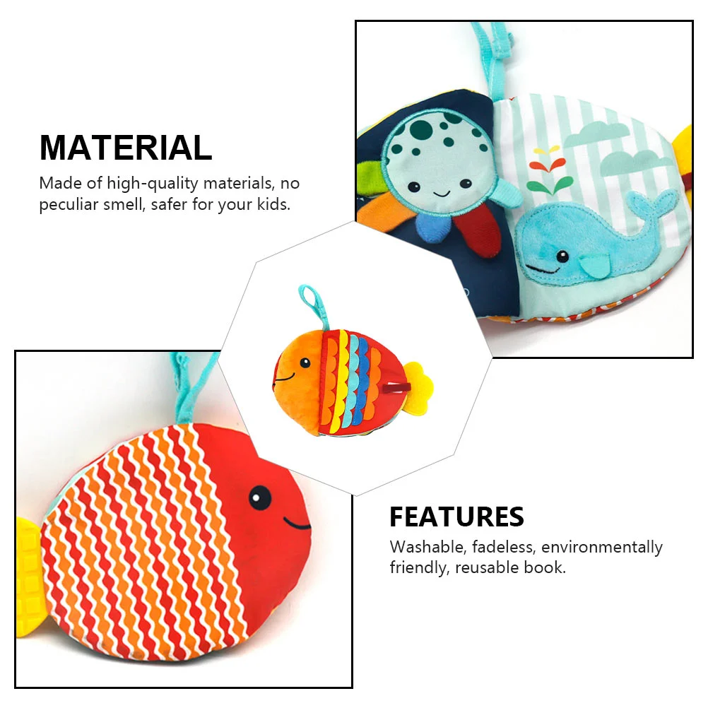 Cloth Book Premium Baby Soothing Toy Colored Learning Educational Fabric Animal Patterns Fish Shaped Kids Toys Cartoon