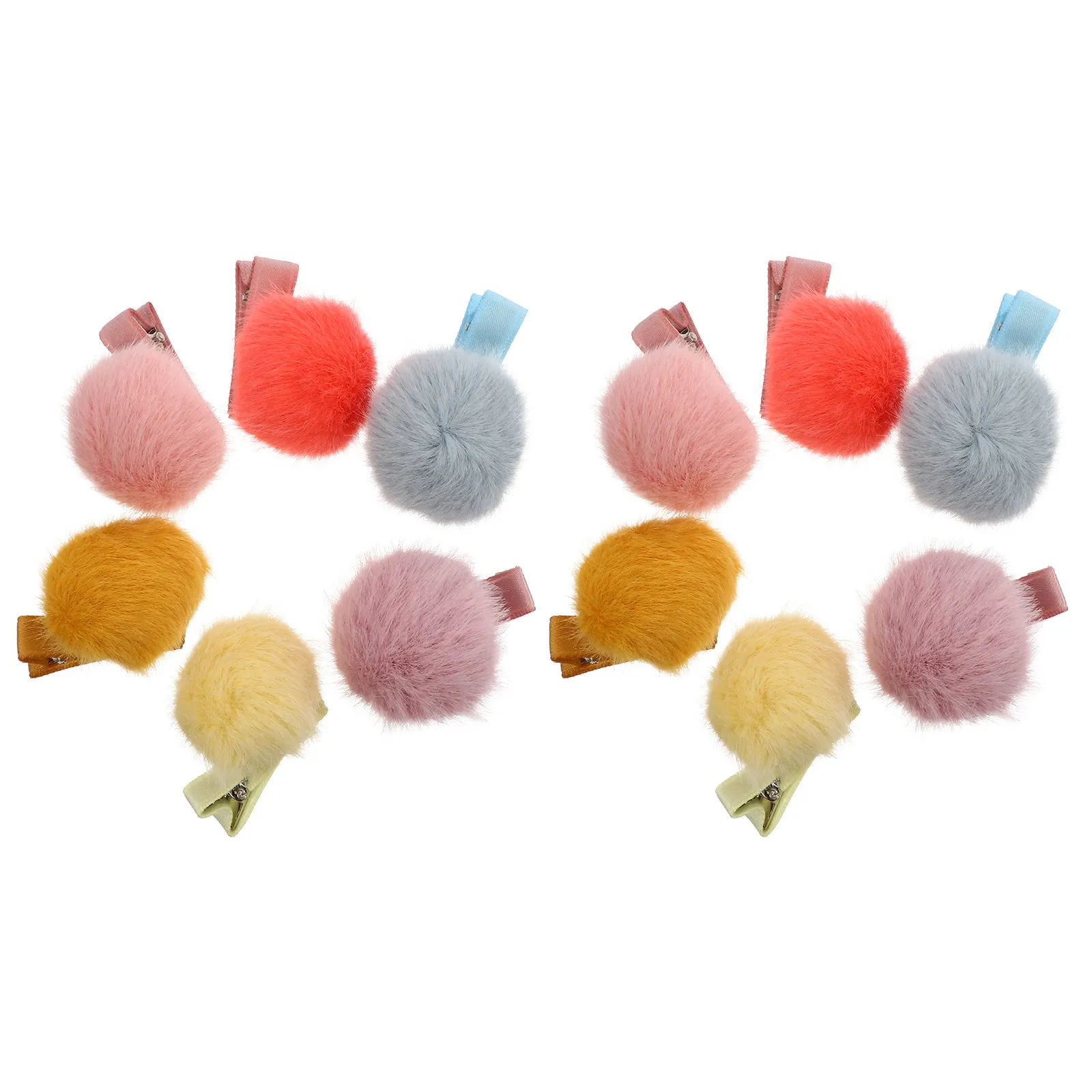 

12Pcs Ball Pompom Hair Clips Soft Colorful Hairpins Daily Wear for Toddlers Kids Hair Barrette Decoration Pom Fur Clips