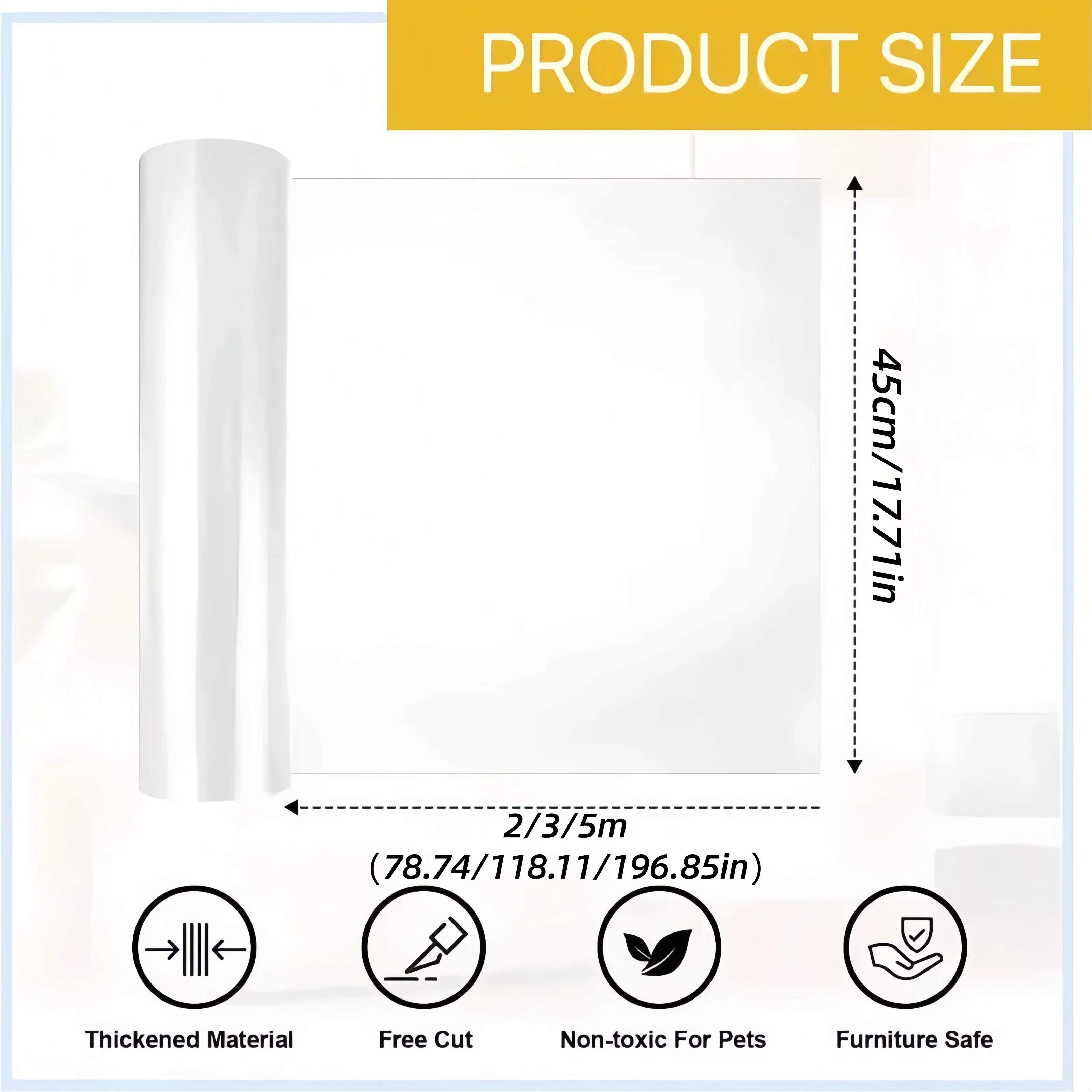 1 Roll 2/3/5m Self-Adhesive Transparent Cat Scratch Protective Film, Anti-Scratch Tape for Furniture Sofa Wall Door Protection