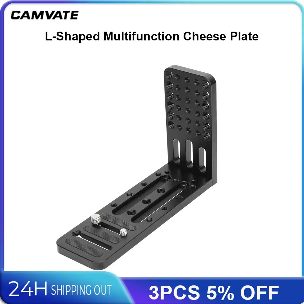 CAMVATE-placa de montaje de queso multifunción en forma de L para cámara, base de liberación rápida de 1/4 "-20 hilos, para trípode
