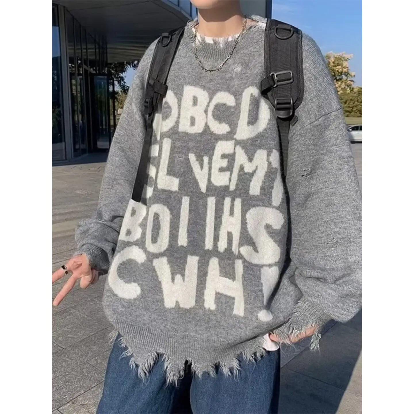 

Свободный круглый трикотаж Ne, мужской весенне-осенний повседневный модный индивидуальный свитер, пальто, легко носить, молодежный весенний