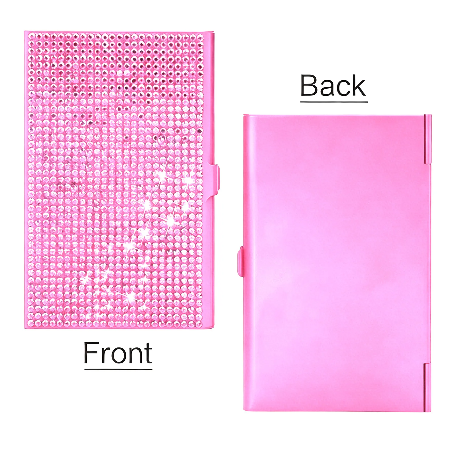 1Pcs Sparkling Rhinestone Cardcase Name Card Box Business Card Holder Organizer