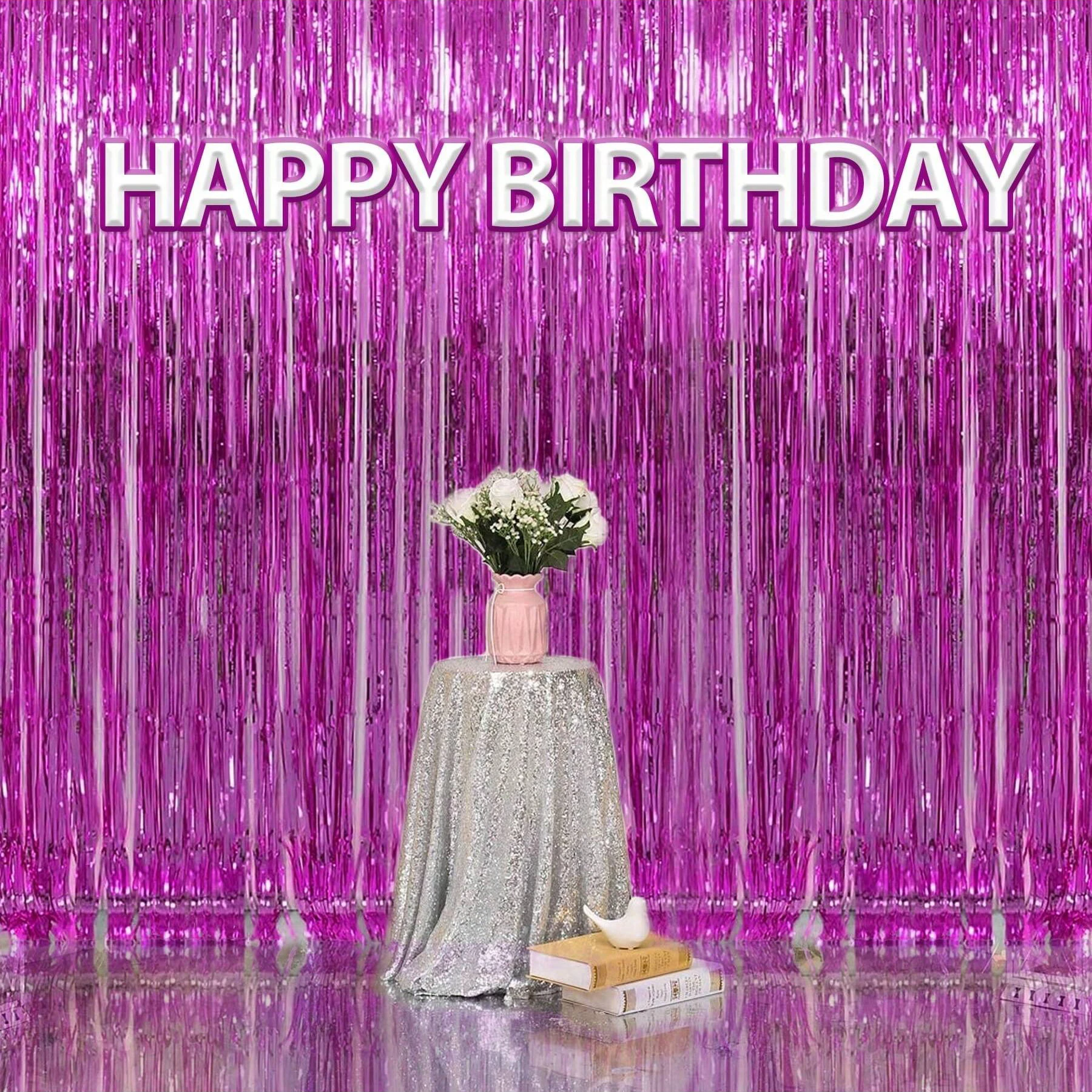 3 قطع 2 م ستائر شرابة، ستائر حرير المطر من رقائق القصدير، حفلات أعياد الميلاد، حفلات الزفاف، الأولاد والبنات، ديكورات كشف الجنس #4