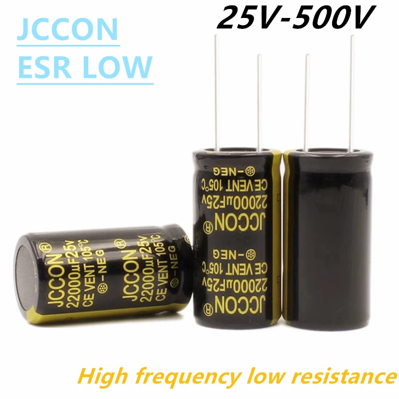 2-10PC JCCON Kondensator aluminiowy wysokiej częstotliwości o niskim ESR 25V 35V 50V 63V 100V 160V 200V 250V 450V 68uf 100uf 1000uf 2200uf 4700uf